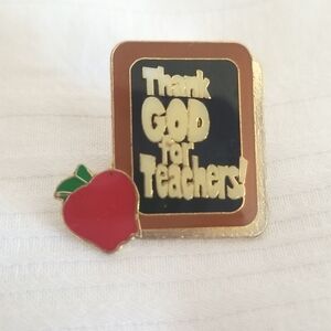 Vintage Gold THANK GOD FOR TEACHERS Pin